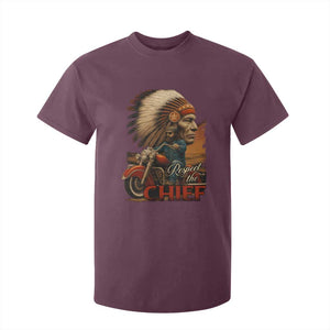 Indian American Rider T Shirt For Kid Respect The Native Chief Native American Motorcycle TS11 Maroon Print Your Wear