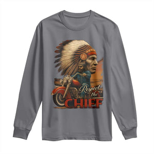 Indian American Rider Long Sleeve Shirt Respect The Native Chief Native American Motorcycle TS11 Charcoal Print Your Wear