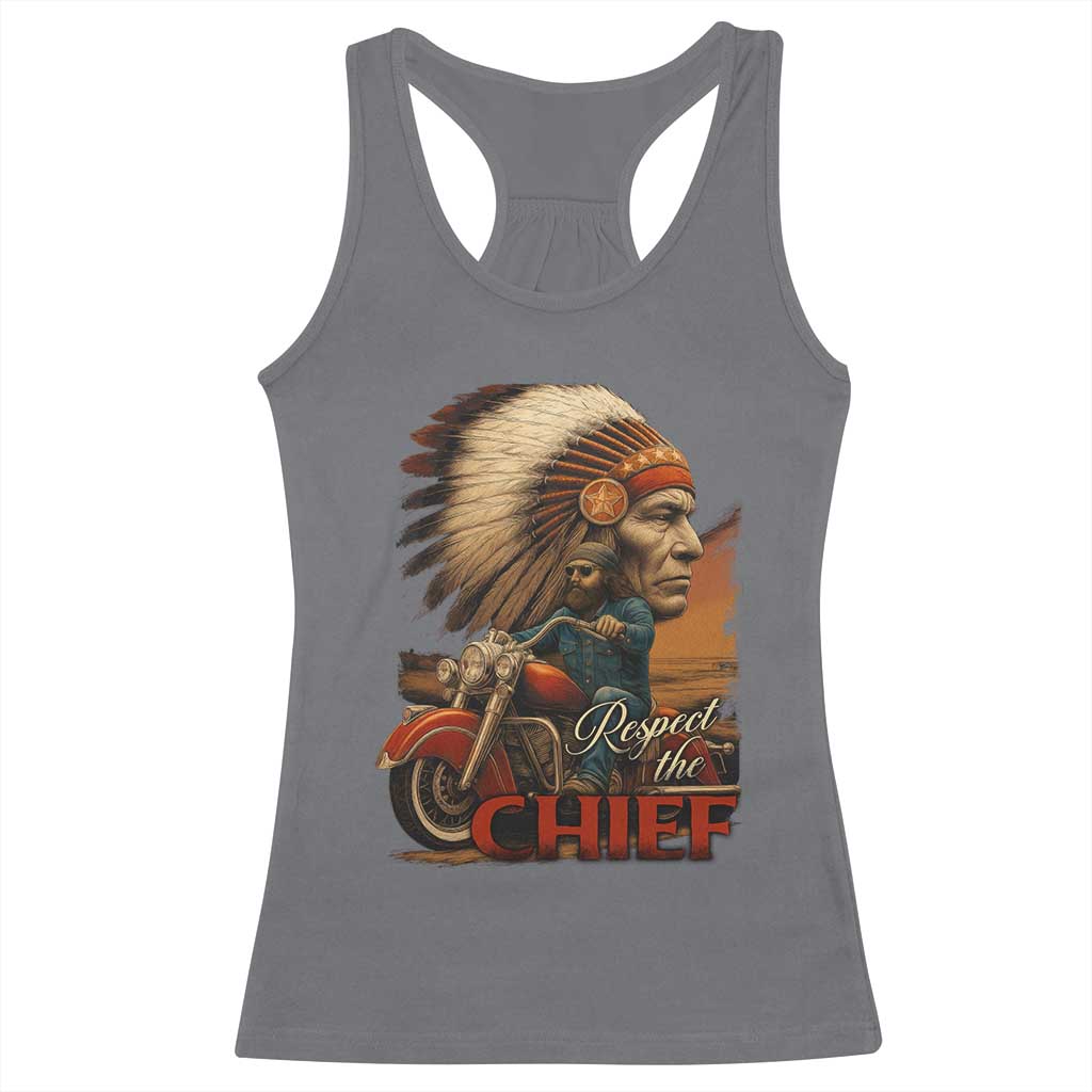 Indian American Rider Racerback Tank Top Respect The Native Chief Native American Motorcycle TS11 Charcoal Print Your Wear