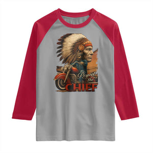 Indian American Rider Raglan Shirt Respect The Native Chief Native American Motorcycle TS11 Sport Gray Red Print Your Wear