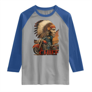 Indian American Rider Raglan Shirt Respect The Native Chief Native American Motorcycle TS11 Sport Gray Royal Print Your Wear