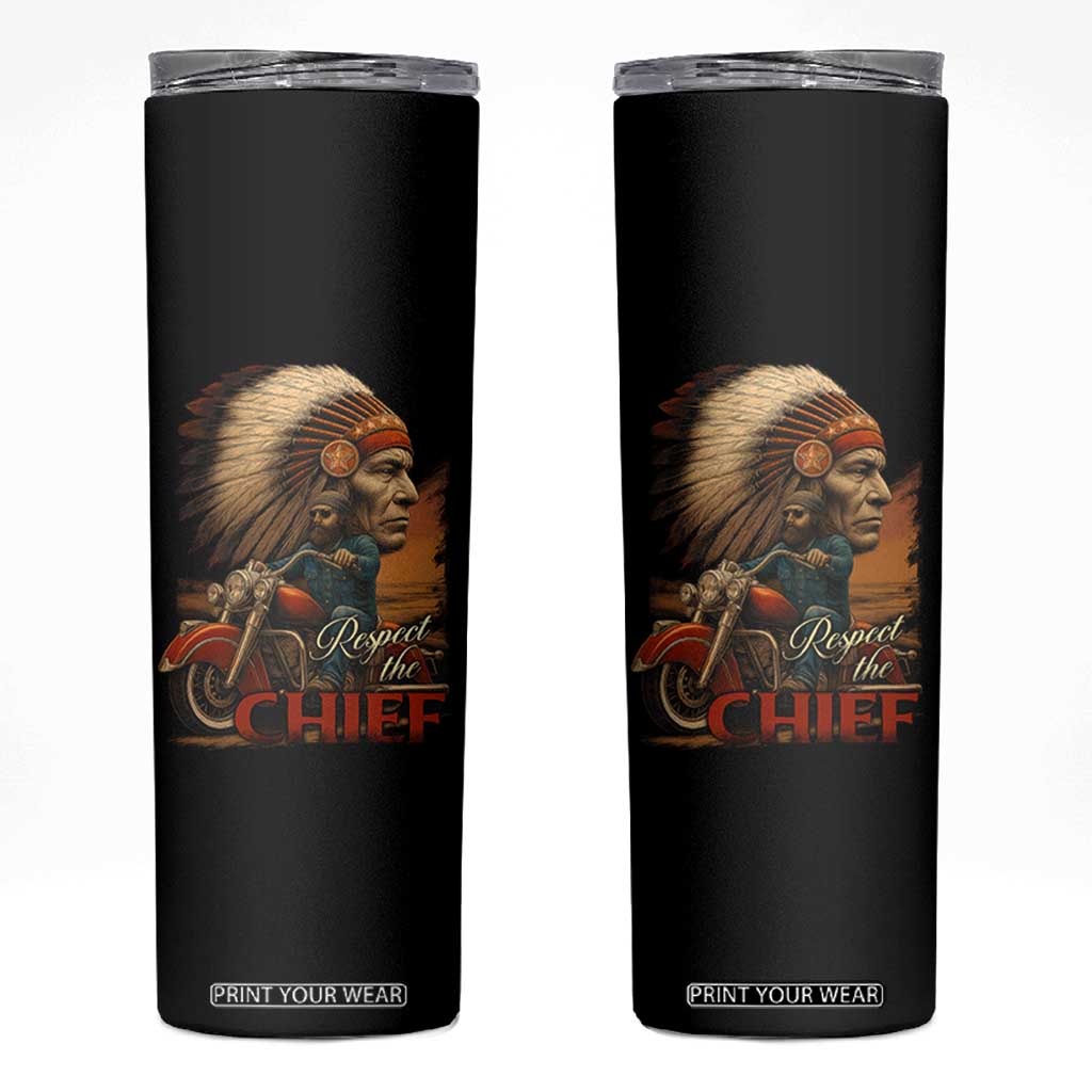 Indian American Rider Skinny Tumbler Respect The Native Chief Native American Motorcycle TS11 Black Print Your Wear
