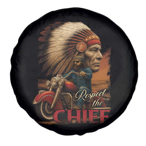 Indian American Rider Spare Tire Cover Respect The Native Chief Native American Motorcycle TS11 Print Your Wear