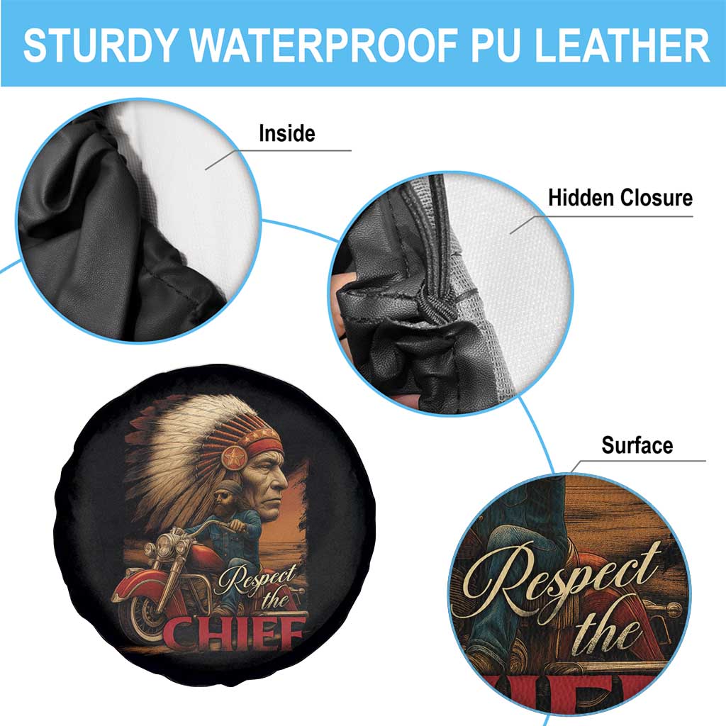 Indian American Rider Spare Tire Cover Respect The Native Chief Native American Motorcycle TS11 Print Your Wear