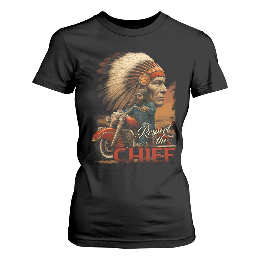 Indian American Rider T Shirt For Women Respect The Native Chief Native American Motorcycle TS11 Black Print Your Wear