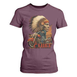 Indian American Rider T Shirt For Women Respect The Native Chief Native American Motorcycle TS11 Maroon Print Your Wear