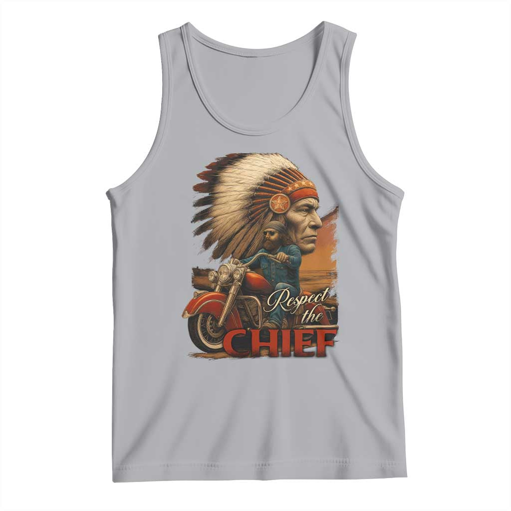 Indian American Rider Tank Top Respect The Native Chief Native American Motorcycle TS11 Athletic Heather Print Your Wear