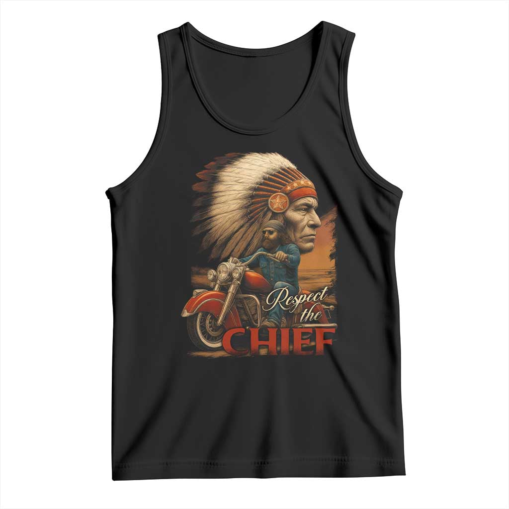Indian American Rider Tank Top Respect The Native Chief Native American Motorcycle TS11 Black Print Your Wear