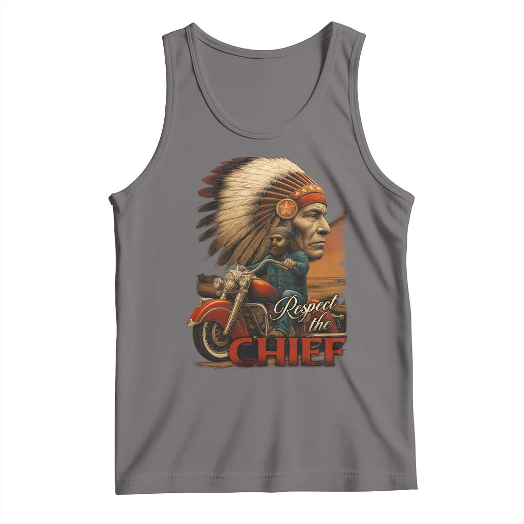 Indian American Rider Tank Top Respect The Native Chief Native American Motorcycle TS11 Deep Heather Print Your Wear