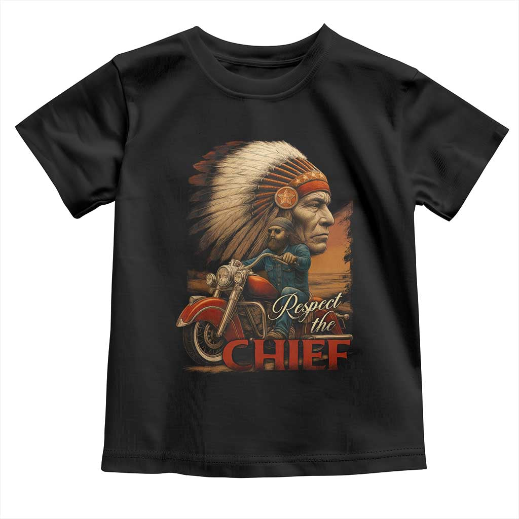 Indian American Rider Toddler T Shirt Respect The Native Chief Native American Motorcycle TS11 Black Print Your Wear
