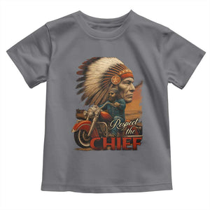Indian American Rider Toddler T Shirt Respect The Native Chief Native American Motorcycle TS11 Charcoal Print Your Wear