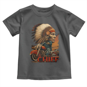 Indian American Rider Toddler T Shirt Respect The Native Chief Native American Motorcycle TS11 Dark Heather Print Your Wear