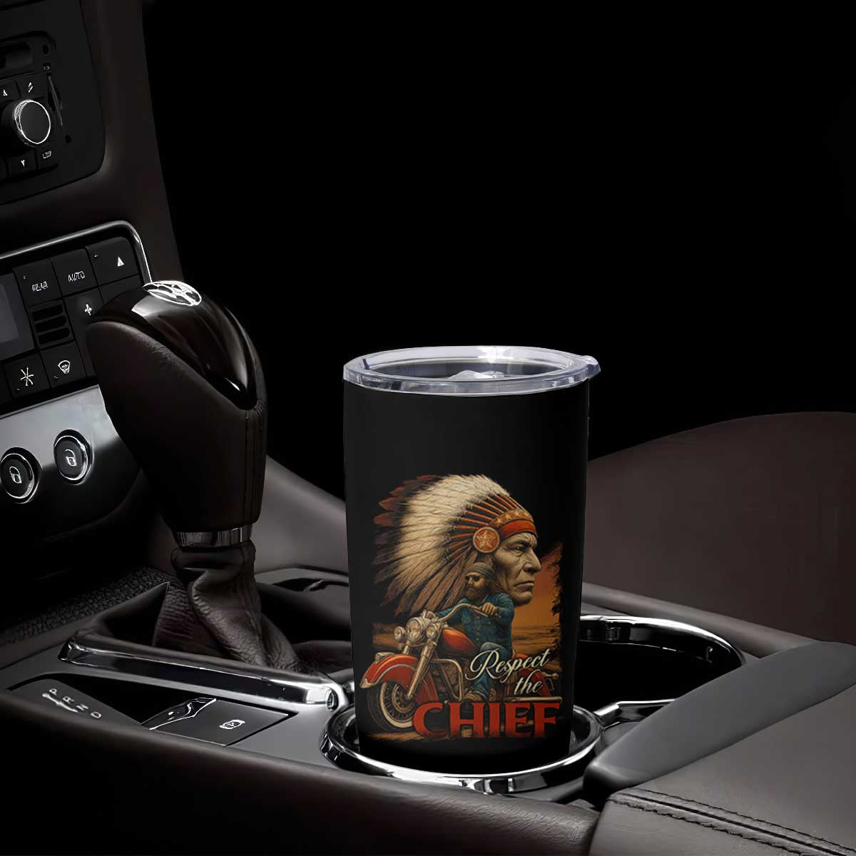 Indian American Rider Tumbler Cup Respect The Native Chief Native American Motorcycle TS11 Print Your Wear
