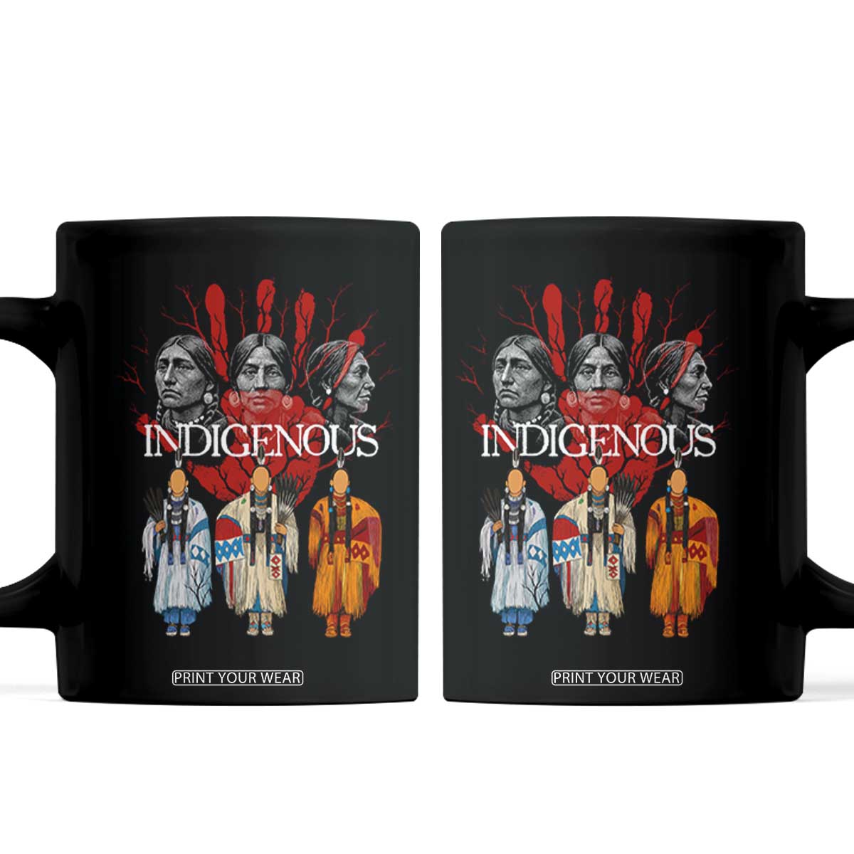 Native American Indigenous Women MMIW Red Hand Indian Coffee Mug TS11 Black Print Your Wear
