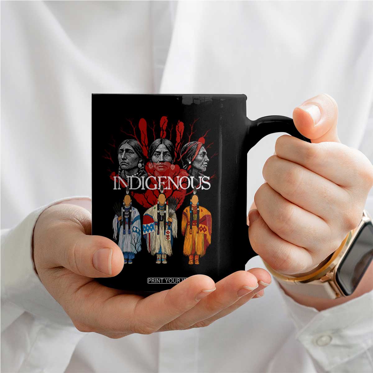 Native American Indigenous Women MMIW Red Hand Indian Coffee Mug TS11 Print Your Wear