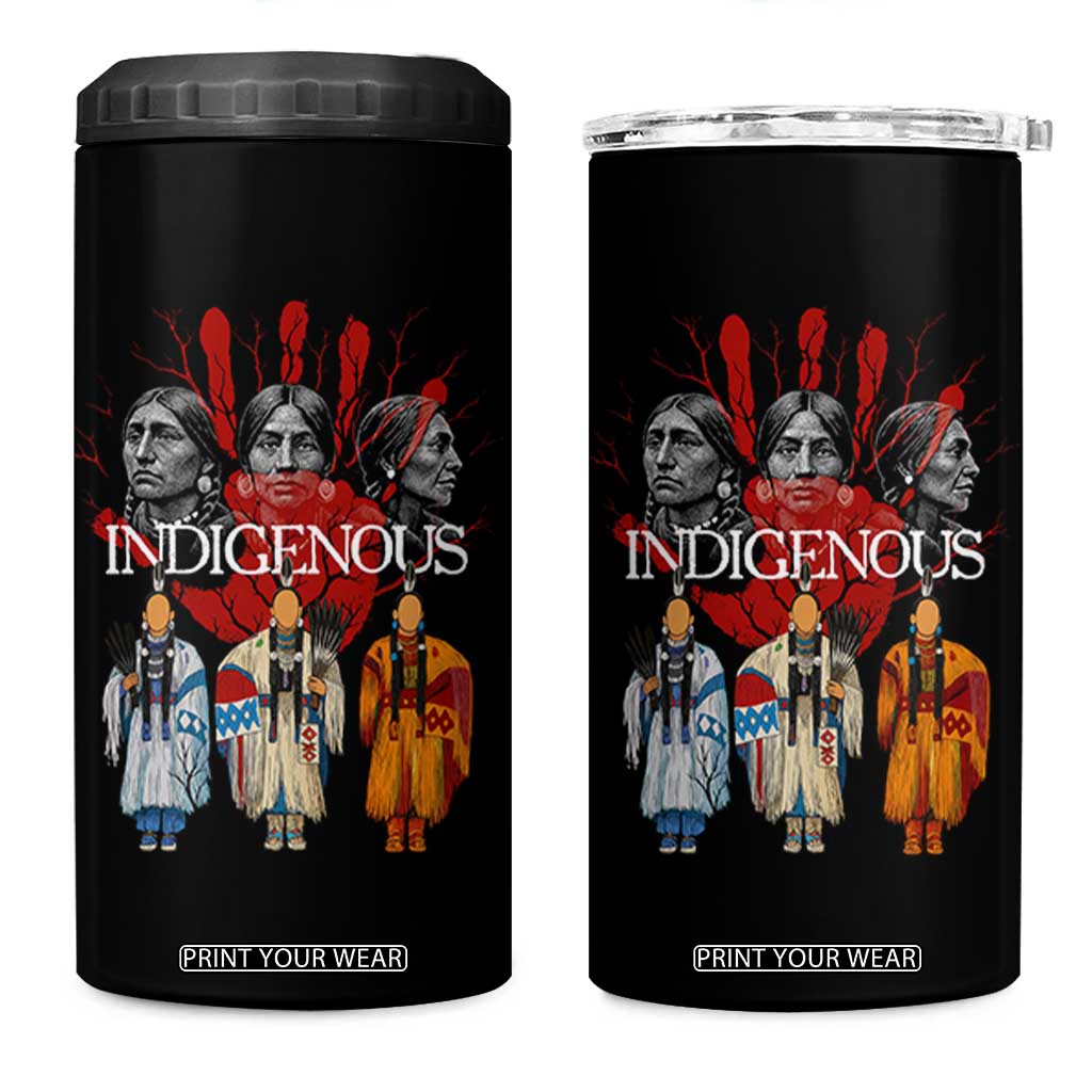 Native American Indigenous Women MMIW Red Hand Indian 4 in 1 Can Cooler Tumbler TS11 One Size: 16 oz Black Print Your Wear