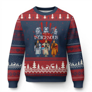 Native American Indigenous Women MMIW Red Hand Indian Ugly Christmas Sweater TS11 Navy Red Print Your Wear
