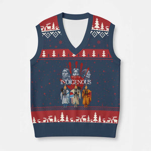 Native American Indigenous Women MMIW Red Hand Indian V-Neck Knit Sweater Vest - Print Your Wear