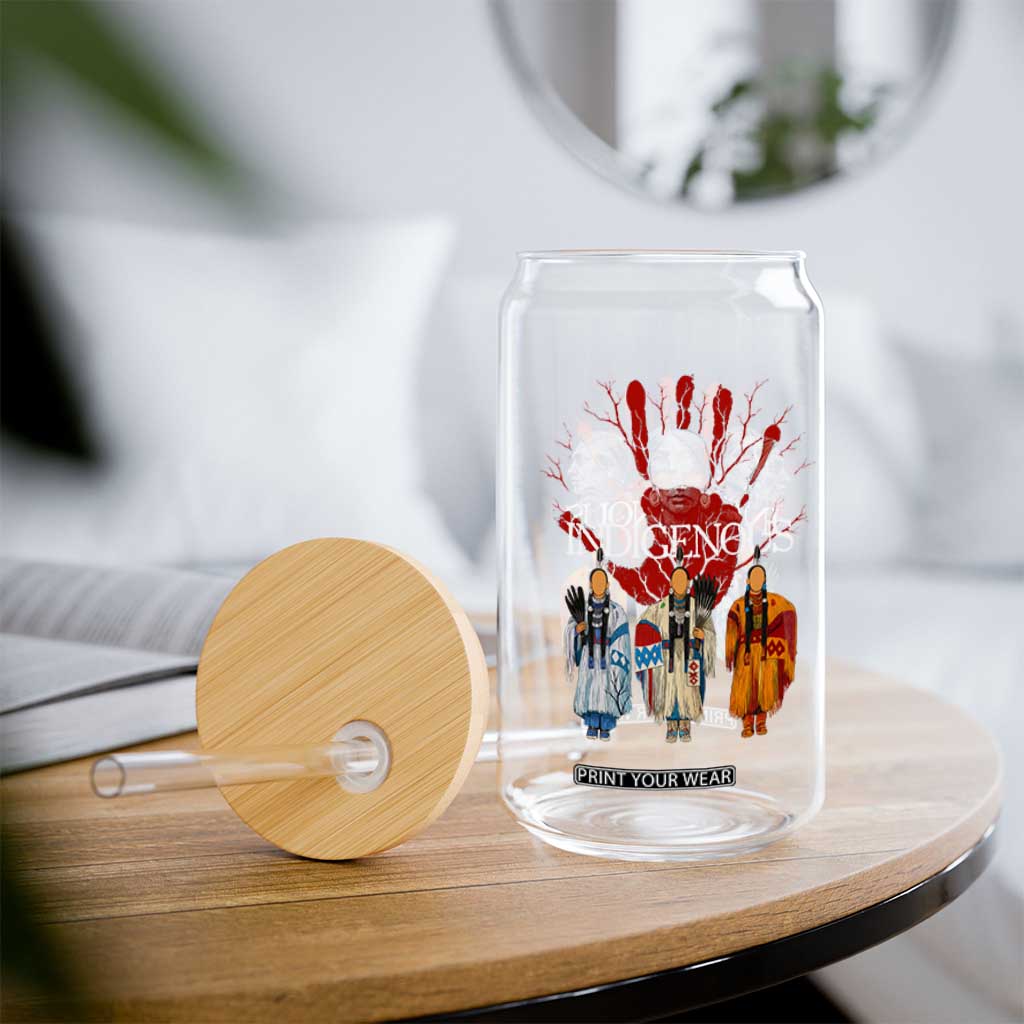 Native American Indigenous Women MMIW Red Hand Indian Glass Can TS11 Print Your Wear