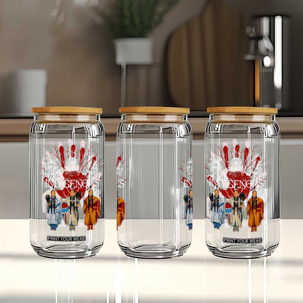 Native American Indigenous Women MMIW Red Hand Indian Glass Can TS11 Print Your Wear