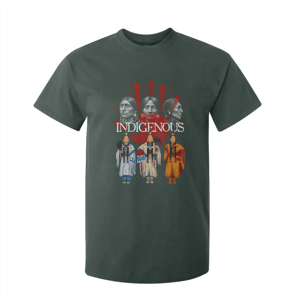 Native American Indigenous Women MMIW Red Hand Indian T Shirt For Kid TS11 Dark Forest Green Print Your Wear