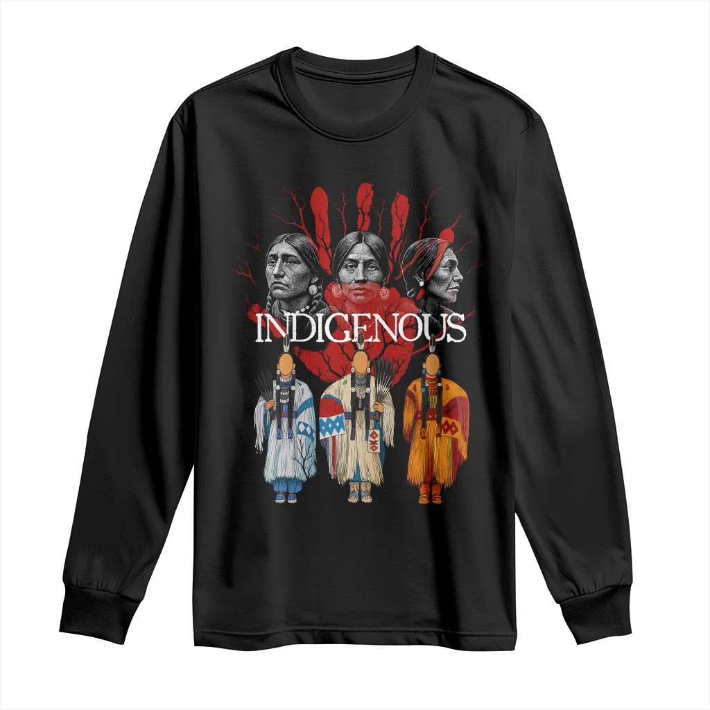 Native American Indigenous Women MMIW Red Hand Indian Long Sleeve Shirt TS11 Black Print Your Wear