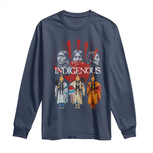 Native American Indigenous Women MMIW Red Hand Indian Long Sleeve Shirt TS11 Navy Print Your Wear
