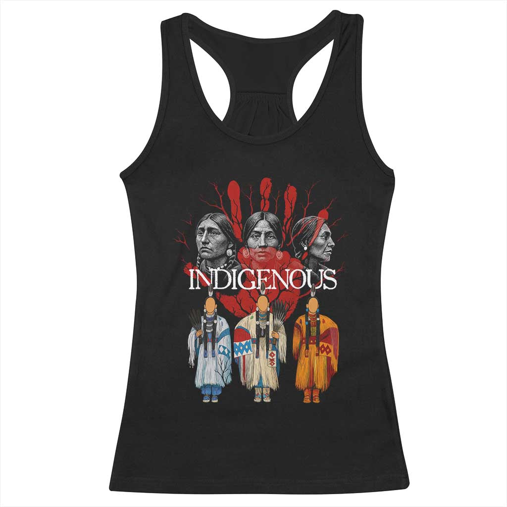 Native American Indigenous Women MMIW Red Hand Indian Racerback Tank Top TS11 Black Print Your Wear