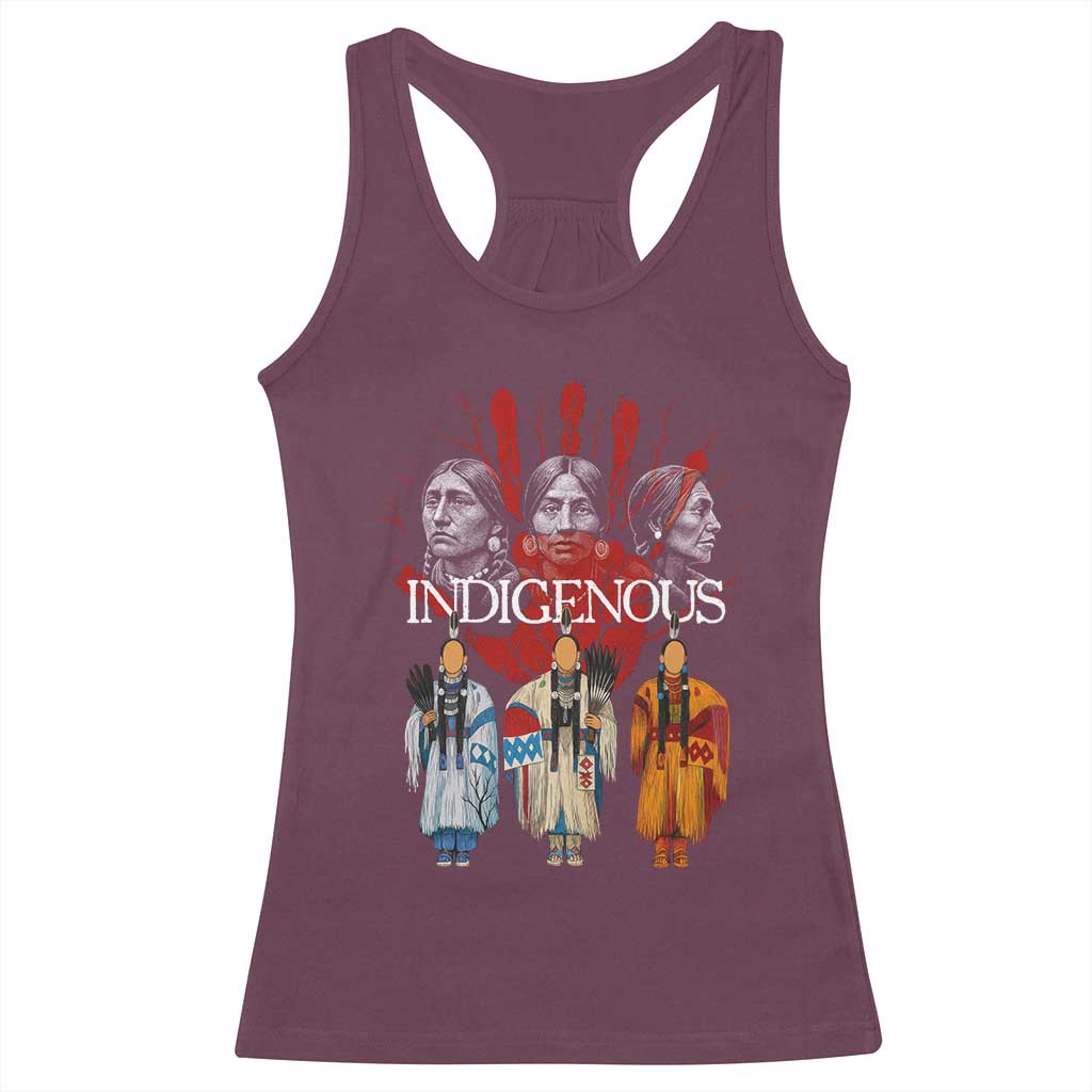 Native American Indigenous Women MMIW Red Hand Indian Racerback Tank Top TS11 Maroon Print Your Wear