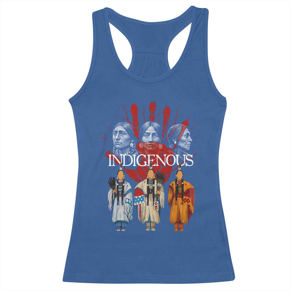 Native American Indigenous Women MMIW Red Hand Indian Racerback Tank Top TS11 Royal Blue Print Your Wear