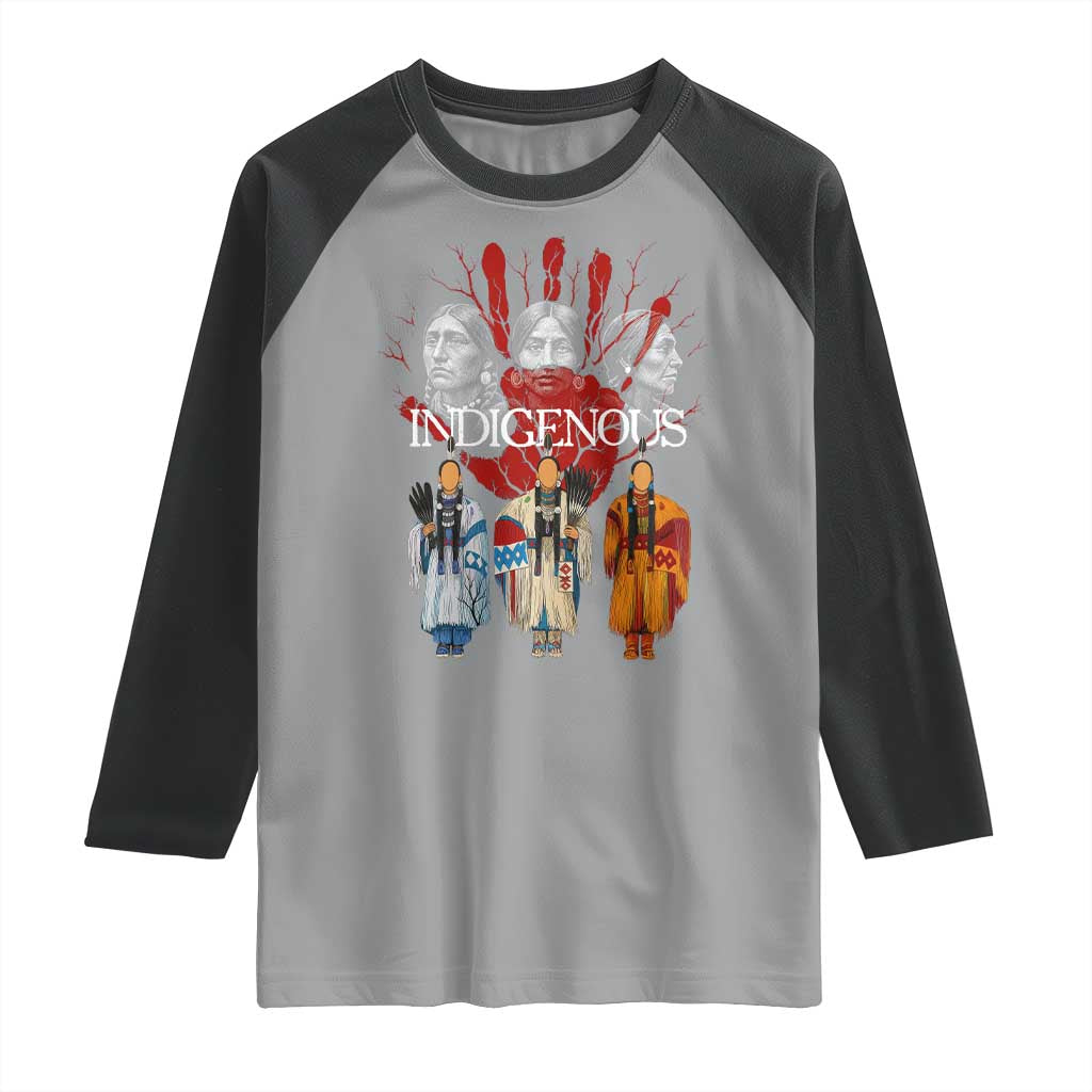Native American Indigenous Women MMIW Red Hand Indian Raglan Shirt TS11 Sport Gray Black Print Your Wear
