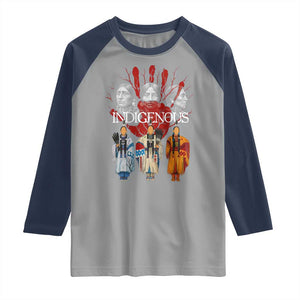 Native American Indigenous Women MMIW Red Hand Indian Raglan Shirt TS11 Sport Gray Navy Print Your Wear