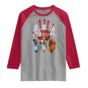 Native American Indigenous Women MMIW Red Hand Indian Raglan Shirt TS11 Sport Gray Red Print Your Wear