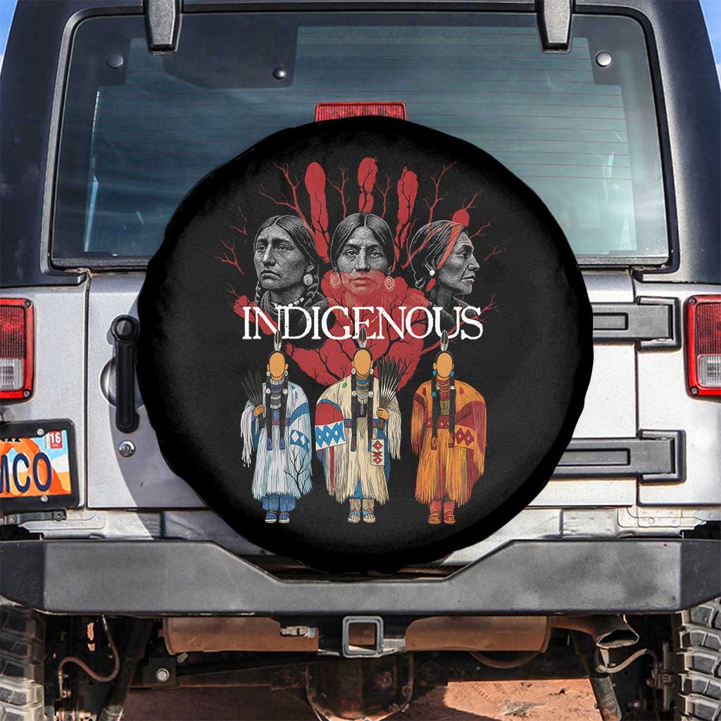 Native American Indigenous Women MMIW Red Hand Indian Spare Tire Cover TS11 No hole Black Print Your Wear