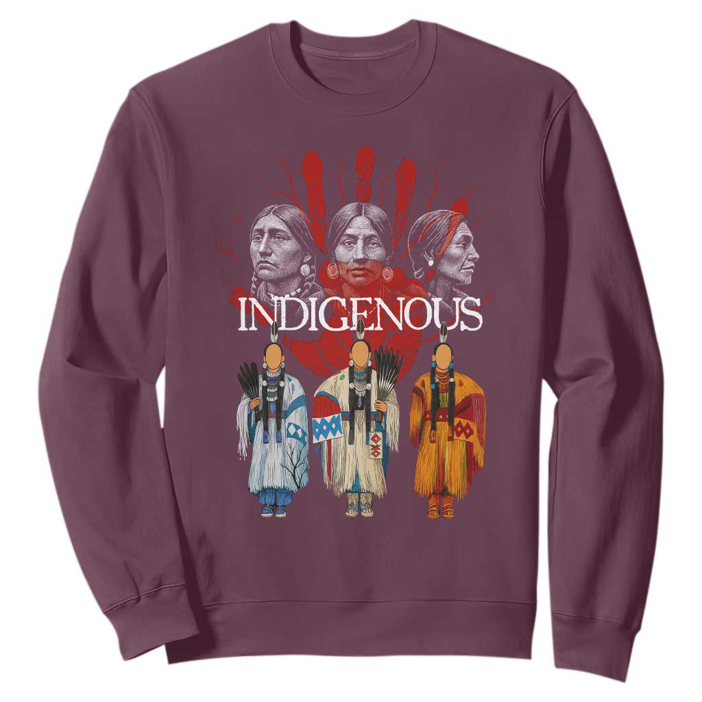Native American Indigenous Women MMIW Red Hand Indian Sweatshirt TS11 Maroon Print Your Wear