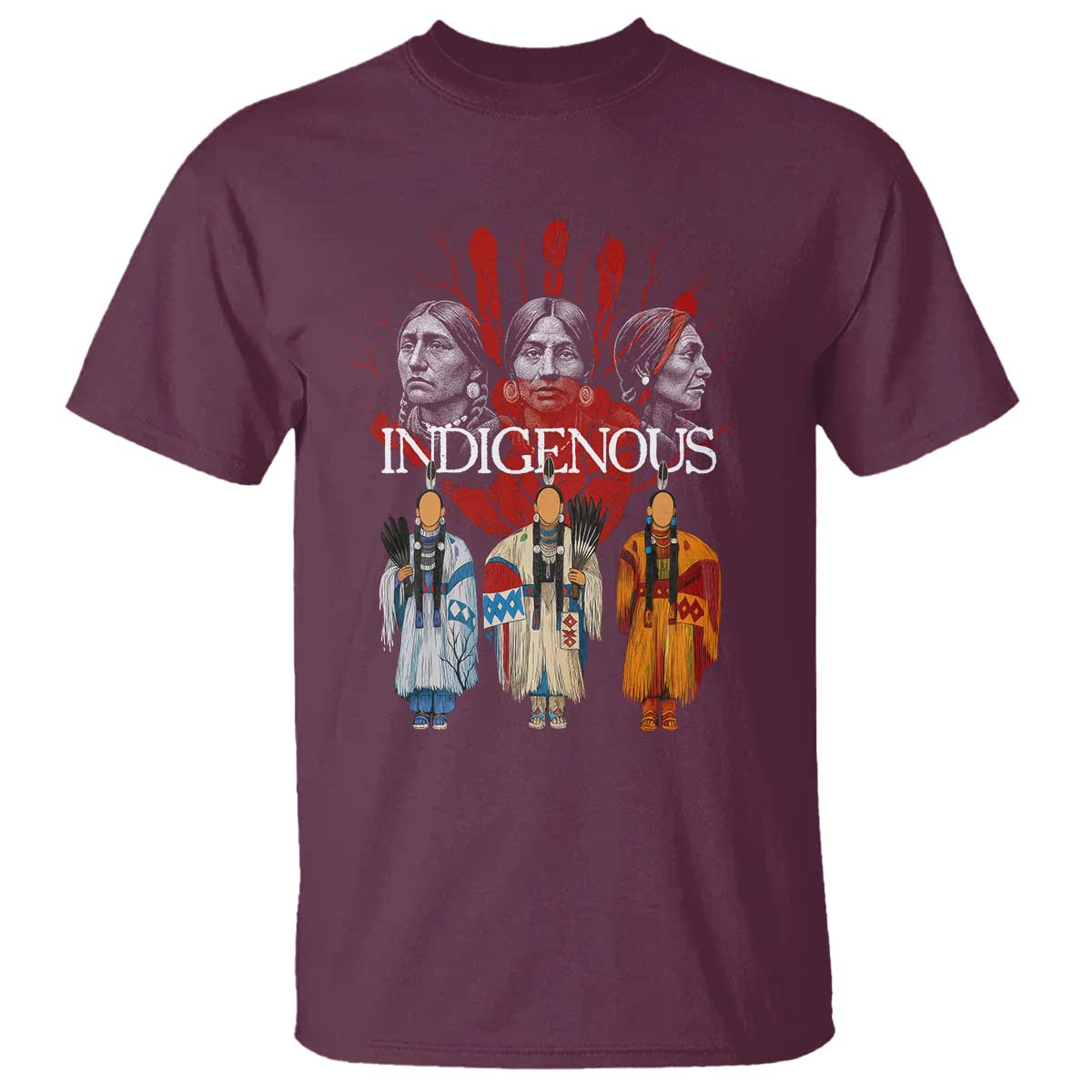 Native American Indigenous Women MMIW Red Hand Indian T Shirt TS11 Maroon Print Your Wear
