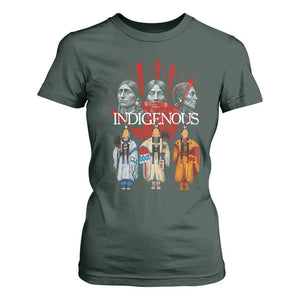 Native American Indigenous Women MMIW Red Hand Indian T Shirt For Women TS11 Dark Forest Green Print Your Wear