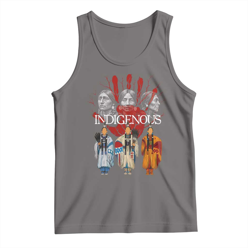 Native American Indigenous Women MMIW Red Hand Indian Tank Top TS11 Deep Heather Print Your Wear