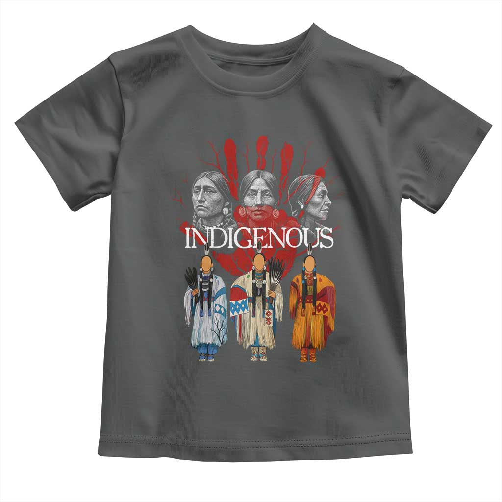 Native American Indigenous Women MMIW Red Hand Indian Toddler T Shirt TS11 Dark Heather Print Your Wear