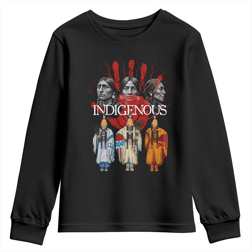 Native American Indigenous Women MMIW Red Hand Indian Youth Sweatshirt TS11 Black Print Your Wear