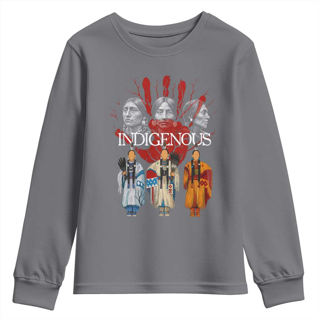 Native American Indigenous Women MMIW Red Hand Indian Youth Sweatshirt TS11 Charcoal Print Your Wear