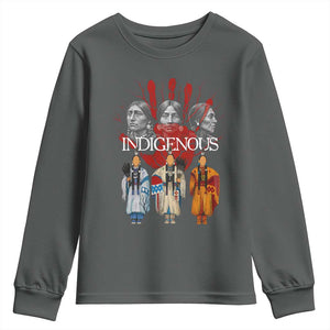 Native American Indigenous Women MMIW Red Hand Indian Youth Sweatshirt TS11 Dark Heather Print Your Wear