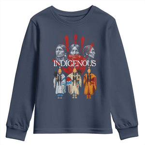 Native American Indigenous Women MMIW Red Hand Indian Youth Sweatshirt TS11 Navy Print Your Wear