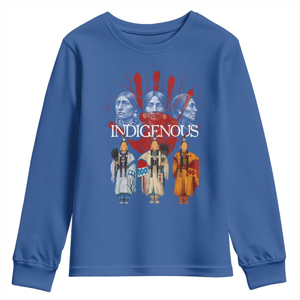 Native American Indigenous Women MMIW Red Hand Indian Youth Sweatshirt TS11 Royal Blue Print Your Wear