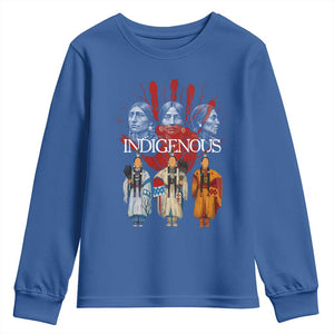 Native American Indigenous Women MMIW Red Hand Indian Youth Sweatshirt TS11 Royal Blue Print Your Wear