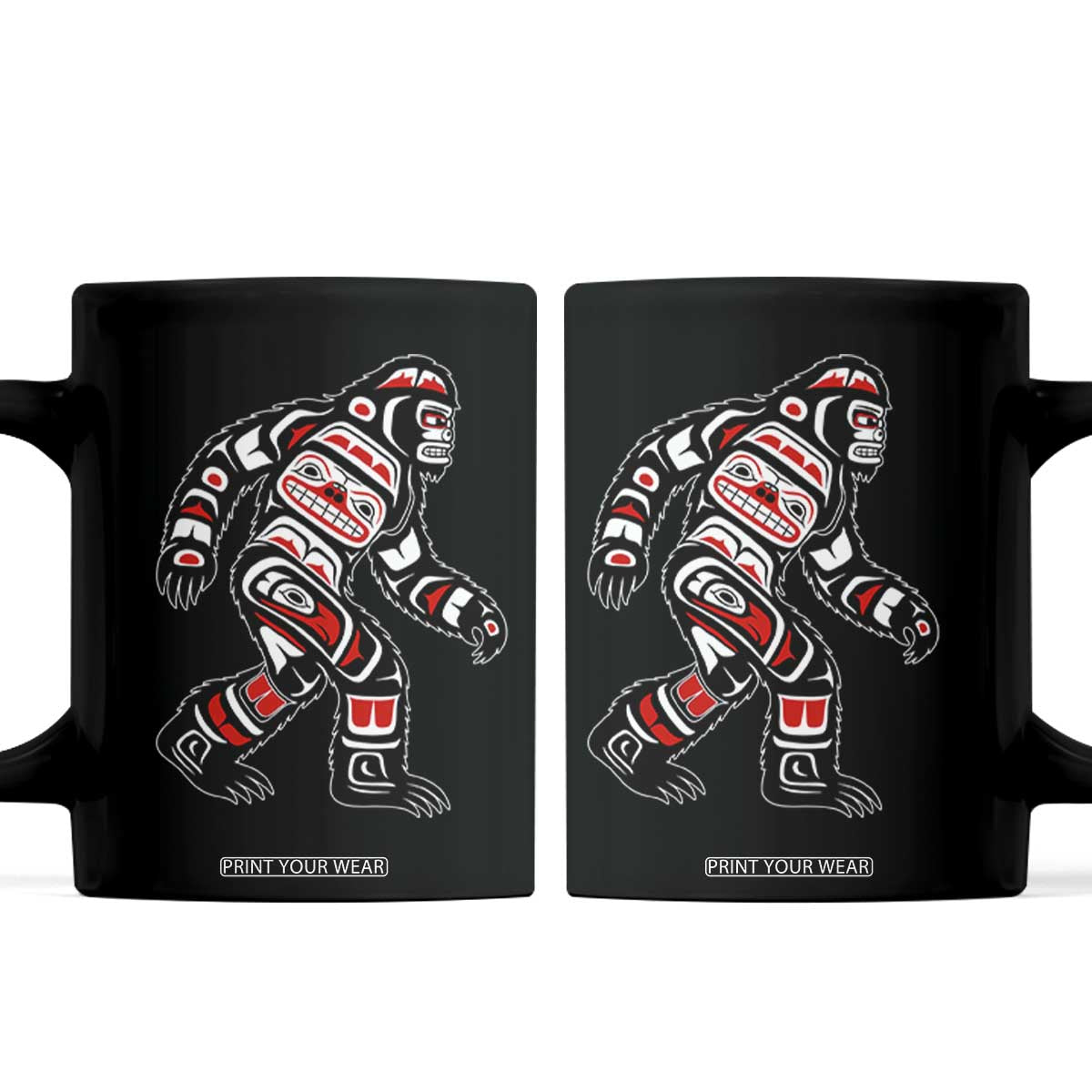 Bigfoot Native American Northwest Coast Art Coffee Mug TS11 Black Print Your Wear