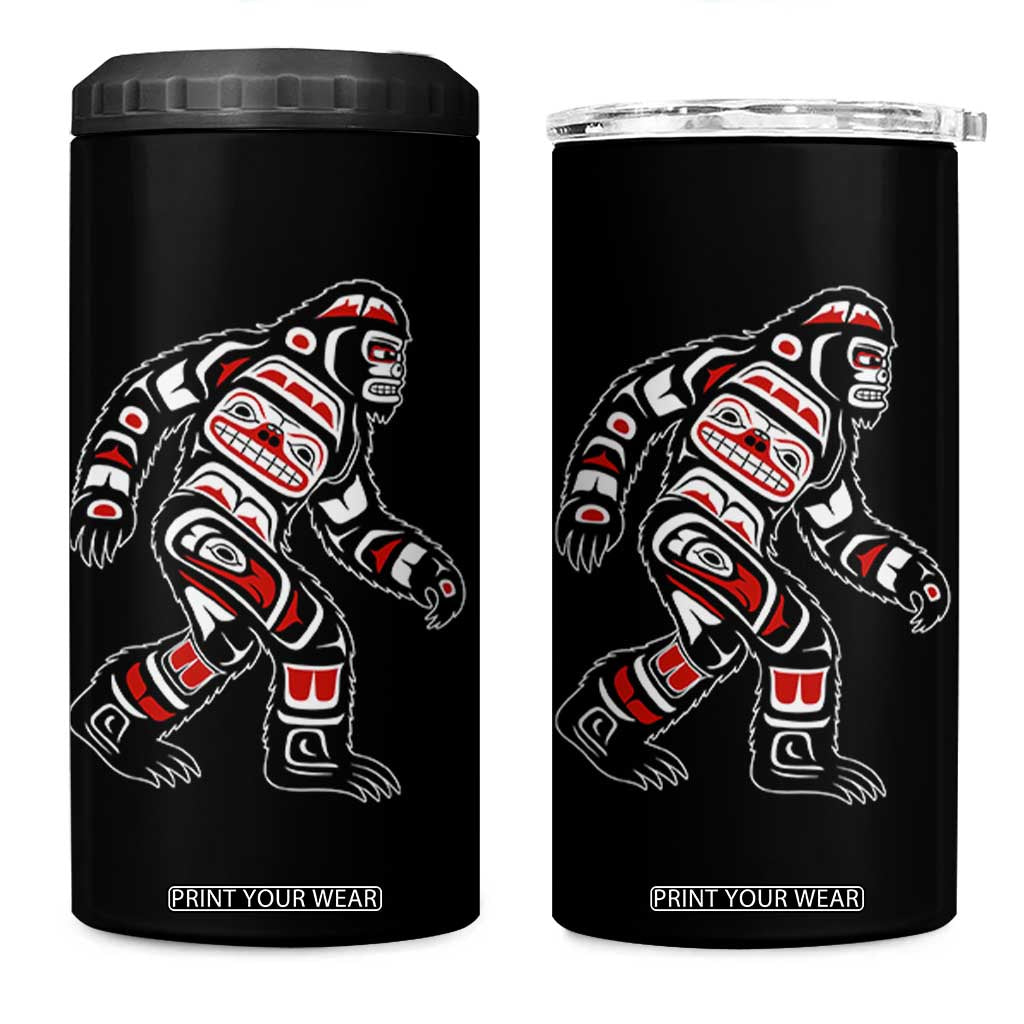 Bigfoot Native American Northwest Coast Art 4 in 1 Can Cooler Tumbler TS11 One Size: 16 oz Black Print Your Wear