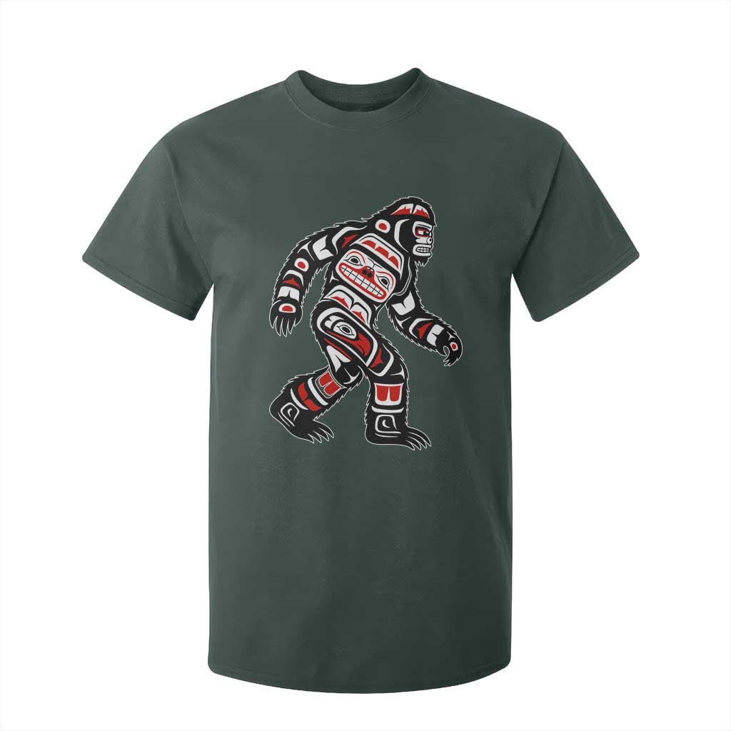 Bigfoot Native American Northwest Coast Art T Shirt For Kid TS11 Dark Forest Green Print Your Wear