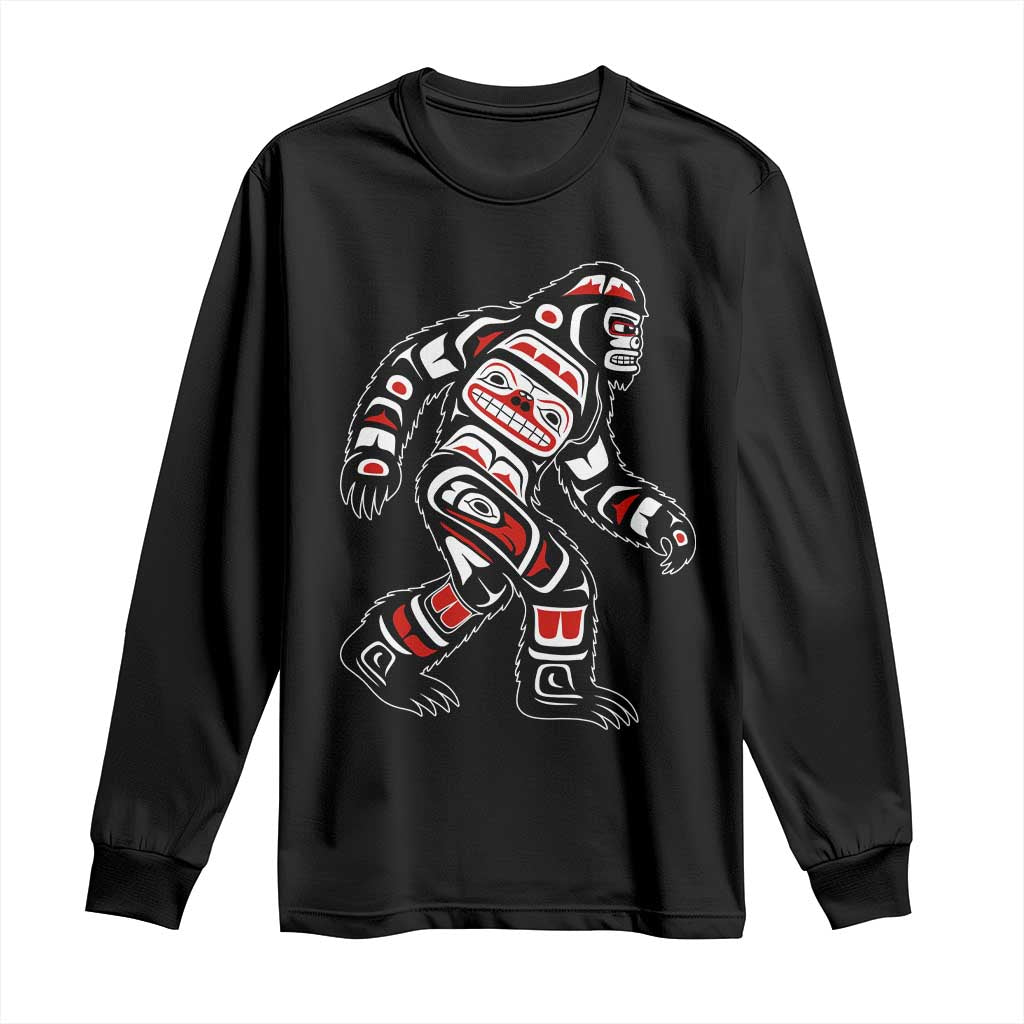 Bigfoot Native American Northwest Coast Art Long Sleeve Shirt TS11 Black Print Your Wear