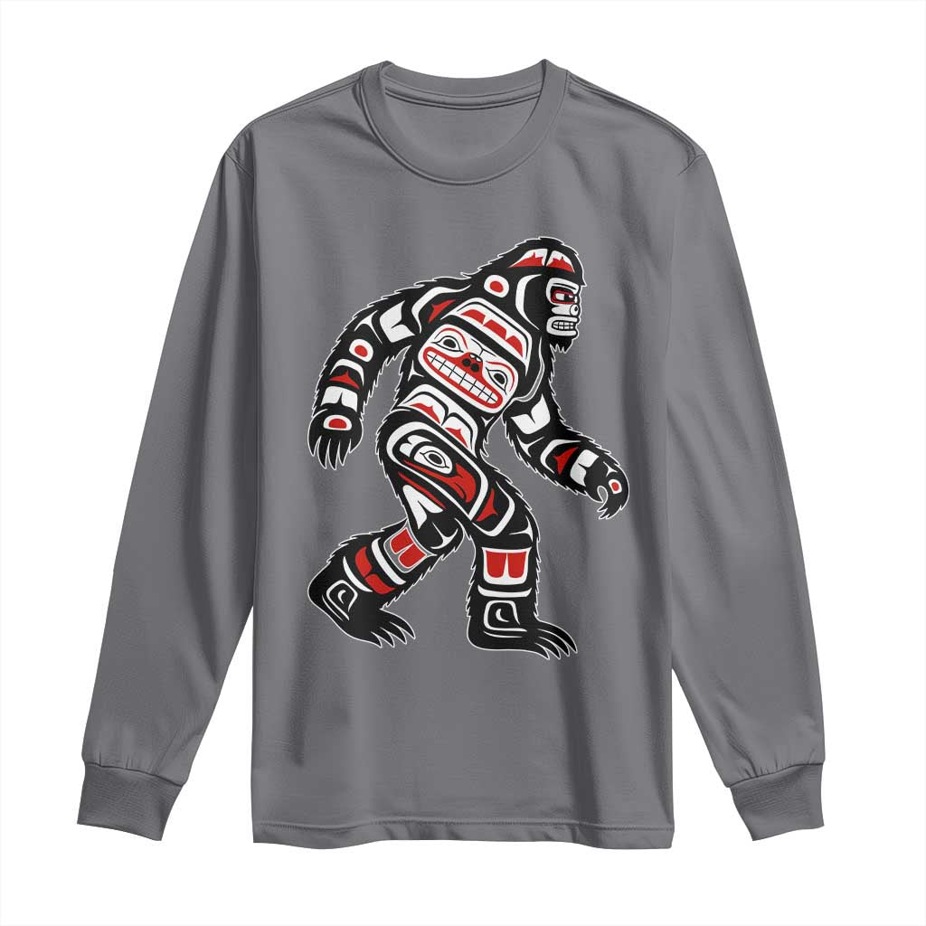 Bigfoot Native American Northwest Coast Art Long Sleeve Shirt TS11 Charcoal Print Your Wear
